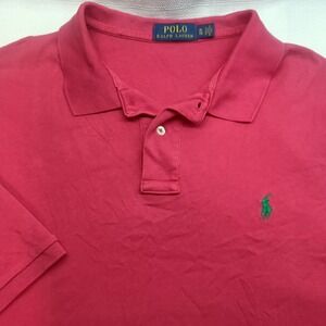 Polo Ralph Lauren Men's Polo Shirt XL Pink Green Pony Logo Short Sleeve‎ Cotton